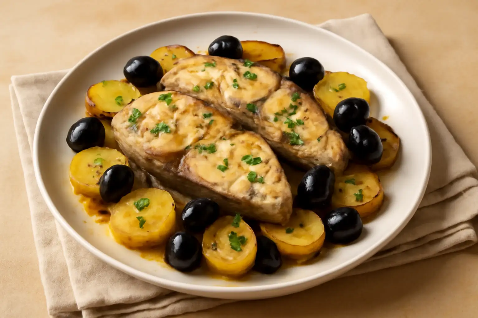 cotlet-de-rechin-la-cuptor-cu-masline-si-cartofi.webp exemplu de porție de rețetă pentru o persoană
